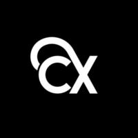 diseño del logotipo de la letra cx sobre fondo negro. concepto de logotipo de letra de iniciales creativas cx. diseño de letras cx. cx diseño de letras blancas sobre fondo negro. cx, logotipo de cx vector