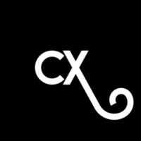 diseño del logotipo de la letra cx sobre fondo negro. concepto de logotipo de letra de iniciales creativas cx. diseño de letras cx. cx diseño de letras blancas sobre fondo negro. cx, logotipo de cx vector