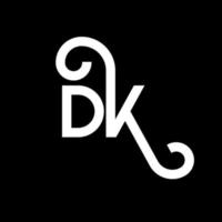 diseño del logotipo de la letra dk sobre fondo negro. concepto de logotipo de letra de iniciales creativas dk. diseño de letras dk. dk diseño de letras blancas sobre fondo negro. logotipo de dk, dk vector