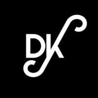 diseño del logotipo de la letra dk sobre fondo negro. concepto de logotipo de letra de iniciales creativas dk. diseño de letras dk. dk diseño de letras blancas sobre fondo negro. logotipo de dk, dk vector