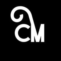 diseño de logotipo de letra cm sobre fondo negro. concepto de logotipo de letra de iniciales creativas cm. diseño de letras cm. cm diseño de letras blancas sobre fondo negro. cm, cm logotipo vector