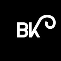 diseño de logotipo de letra bk sobre fondo negro. concepto de logotipo de letra de iniciales creativas bk. diseño de letras bk. bk diseño de letras blancas sobre fondo negro. bk, logotipo de bk vector