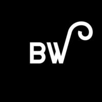 diseño de logotipo de letra bw sobre fondo negro. concepto de logotipo de letra de iniciales creativas bw. diseño de letras bw. bw diseño de letras blancas sobre fondo negro. bw, logotipo de bw vector