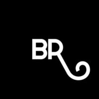 diseño de logotipo de letra br sobre fondo negro. br concepto creativo del logotipo de la letra de las iniciales. diseño de letra br. br diseño de letras blancas sobre fondo negro. br, logotipo de br vector