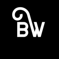 diseño de logotipo de letra bw sobre fondo negro. concepto de logotipo de letra de iniciales creativas bw. diseño de letras bw. bw diseño de letras blancas sobre fondo negro. bw, logotipo de bw vector