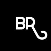 diseño de logotipo de letra br sobre fondo negro. br concepto creativo del logotipo de la letra de las iniciales. diseño de letra br. br diseño de letras blancas sobre fondo negro. br, logotipo de br vector