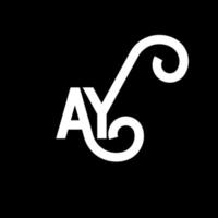 AY letter logo design on black background. AY creative initials letter logo concept. ay letter design. AY white letter design on black background. A Y, a y logo vector