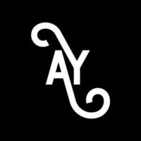 AY letter logo design on black background. AY creative initials letter logo concept. ay letter design. AY white letter design on black background. A Y, a y logo vector