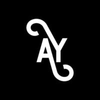 AY letter logo design on black background. AY creative initials letter logo concept. ay letter design. AY white letter design on black background. A Y, a y logo vector