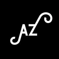 diseño de logotipo de letra az sobre fondo negro. concepto de logotipo de letra de iniciales creativas az. diseño de letras az. az diseño de letras blancas sobre fondo negro. az, az logotipo vector