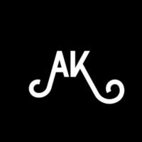 AK letter logo design on black background. AK creative initials letter logo concept. ak icon design. AK white letter icon design on black background. A K vector