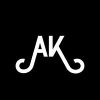 diseño del logotipo de la letra ak sobre fondo negro. concepto de logotipo de letra de iniciales creativas ak. diseño de icono de AK. ak diseño de icono de letra blanca sobre fondo negro. Alaska vector