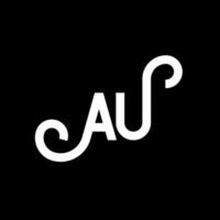 AU letter logo design on black background. AU creative initials letter logo concept. au letter design. AU white letter design on black background. A U, a u logo vector