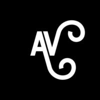 AV letter logo design on black background. AV creative initials letter logo concept. av letter design. AV white letter design on black background. A V, a v logo vector