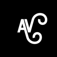 diseño de logotipo de letra av sobre fondo negro. concepto de logotipo de letra de iniciales creativas av. diseño de letras av. av diseño de letras blancas sobre fondo negro. av, av logotipo vector