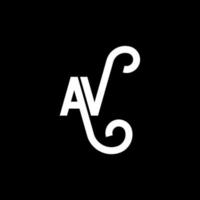 diseño de logotipo de letra av sobre fondo negro. concepto de logotipo de letra de iniciales creativas av. diseño de letras av. av diseño de letras blancas sobre fondo negro. av, av logotipo vector