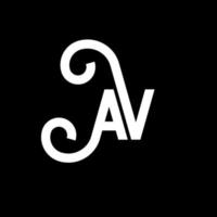 diseño de logotipo de letra av sobre fondo negro. concepto de logotipo de letra de iniciales creativas av. diseño de letras av. av diseño de letras blancas sobre fondo negro. av, av logotipo vector