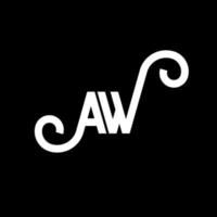 diseño de logotipo de letra aw sobre fondo negro. concepto creativo del logotipo de la letra de las iniciales. diseño de letra aw. aw diseño de letras blancas sobre fondo negro. aw, aw logotipo vector