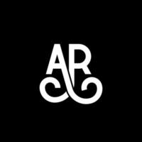 diseño de logotipo de letra ar sobre fondo negro. concepto de logotipo de letra de iniciales creativas ar. diseño de letras ar. ar diseño de letras blancas sobre fondo negro. ar, logotipo de ar vector