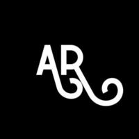 diseño de logotipo de letra ar sobre fondo negro. concepto de logotipo de letra de iniciales creativas ar. diseño de letras ar. ar diseño de letras blancas sobre fondo negro. ar, logotipo de ar vector