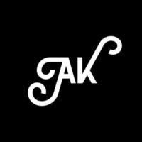 diseño del logotipo de la letra ak sobre fondo negro. concepto de logotipo de letra de iniciales creativas ak. diseño de icono de AK. ak diseño de icono de letra blanca sobre fondo negro. Alaska vector