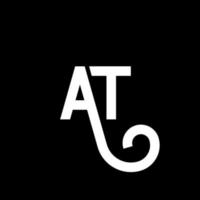 AT letter logo design on black background. AT creative initials letter logo concept. at letter design. AT white letter design on black background. A T, a t logo vector