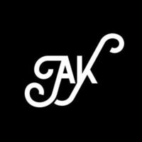 AK letter logo design on black background. AK creative initials letter logo concept. ak icon design. AK white letter icon design on black background. A K vector