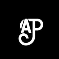 diseño de logotipo de letra ap sobre fondo negro. concepto creativo del logotipo de la letra de las iniciales ap. diseño de letras ap. ap diseño de letras blancas sobre fondo negro. ap, logotipo de ap vector