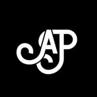 diseño de logotipo de letra ap sobre fondo negro. concepto creativo del logotipo de la letra de las iniciales ap. diseño de letras ap. ap diseño de letras blancas sobre fondo negro. ap, logotipo de ap vector