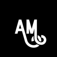 AM letter logo design on black background. AM creative initials letter logo concept. am icon design. AM white letter icon design on black background. A M vector