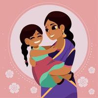 hindu mom and daughter vector