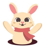 cute rabbit with scarf vector