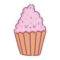 cupcake kawaii dessert vector