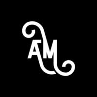 AM letter logo design on black background. AM creative initials letter logo concept. am icon design. AM white letter icon design on black background. A M vector