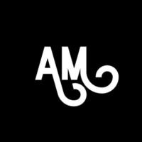 AM letter logo design on black background. AM creative initials letter logo concept. am icon design. AM white letter icon design on black background. A M vector