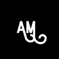 AM letter logo design on black background. AM creative initials letter logo concept. am icon design. AM white letter icon design on black background. A M vector