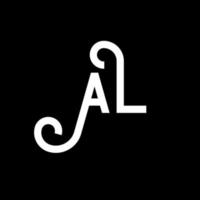 diseño de logotipo de letra al sobre fondo negro. al concepto creativo del logotipo de la letra de las iniciales. al diseño de iconos. al diseño de icono de letra blanca sobre fondo negro. Alabama vector