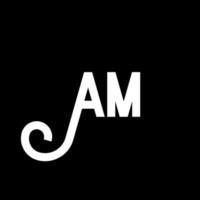 AM letter logo design on black background. AM creative initials letter logo concept. am icon design. AM white letter icon design on black background. A M vector