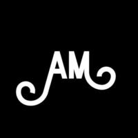 AM letter logo design on black background. AM creative initials letter logo concept. am icon design. AM white letter icon design on black background. A M vector