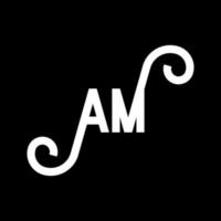 AM letter logo design on black background. AM creative initials letter logo concept. am icon design. AM white letter icon design on black background. A M vector