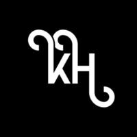 diseño del logotipo de la letra kh sobre fondo negro. concepto de logotipo de letra de iniciales creativas kh. diseño de letras kh. kh diseño de letras blancas sobre fondo negro. kh, logotipo de kh vector