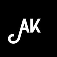 AK letter logo design on black background. AK creative initials letter logo concept. ak icon design. AK white letter icon design on black background. A K vector