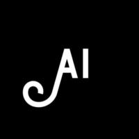 diseño de logotipo de letra ai sobre fondo negro. concepto de logotipo de letra de iniciales creativas ai. diseño de iconos ai. ai diseño de icono de letra blanca sobre fondo negro. ai vector