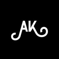 AK letter logo design on black background. AK creative initials letter logo concept. ak icon design. AK white letter icon design on black background. A K vector