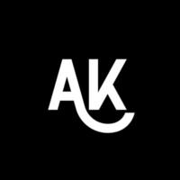 AK letter logo design on black background. AK creative initials letter logo concept. ak icon design. AK white letter icon design on black background. A K vector