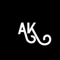 diseño del logotipo de la letra ak sobre fondo negro. concepto de logotipo de letra de iniciales creativas ak. diseño de icono de AK. ak diseño de icono de letra blanca sobre fondo negro. Alaska vector