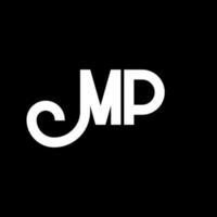 diseño de logotipo de letra mp. icono del logotipo de letras iniciales mp. plantilla de diseño de logotipo mínimo de letra abstracta mp. vector de diseño de letra mp con colores negros. logotipo de mp