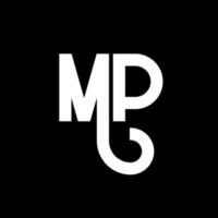 diseño de logotipo de letra mp. icono del logotipo de letras iniciales mp. plantilla de diseño de logotipo mínimo de letra abstracta mp. vector de diseño de letra mp con colores negros. logotipo de mp