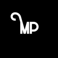 diseño de logotipo de letra mp. icono del logotipo de letras iniciales mp. plantilla de diseño de logotipo mínimo de letra abstracta mp. vector de diseño de letra mp con colores negros. logotipo de mp