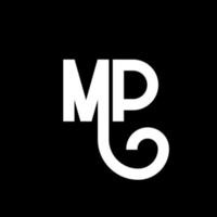 diseño de logotipo de letra mp. icono del logotipo de letras iniciales mp. plantilla de diseño de logotipo mínimo de letra abstracta mp. vector de diseño de letra mp con colores negros. logotipo de mp